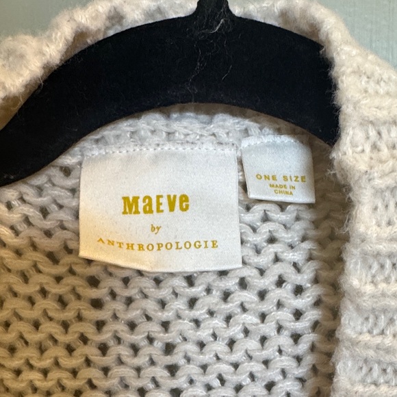 Anthropology Maeve Cream Knit Cardigan with Floral Details - Picture 2 of 9